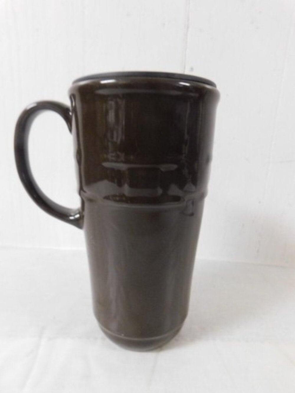 Longaberger Woven Traditions Chocolate Handled Travel Mug with Lid